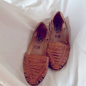 Huarache sandals - cognac brown boho made in Mexico